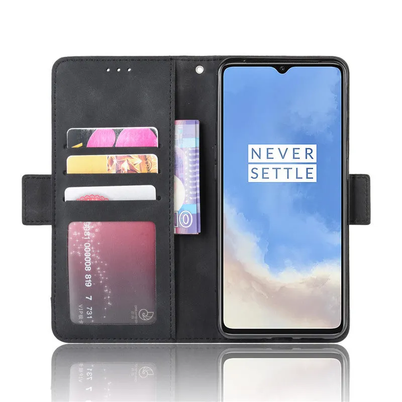 Black Flip Card Slot Wallet Shockproof Phone Case for OnePlus 7T