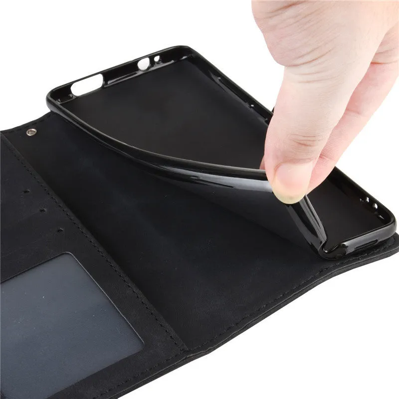 Black Flip Card Slot Wallet Shockproof Phone Case for OnePlus 7T