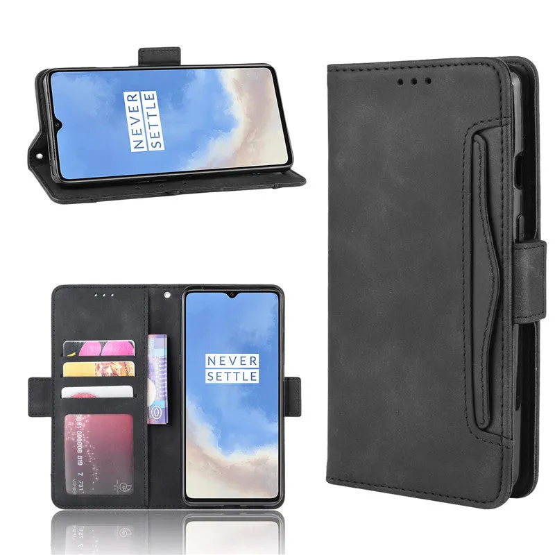 Black Flip Card Slot Wallet Shockproof Phone Case for OnePlus 7T