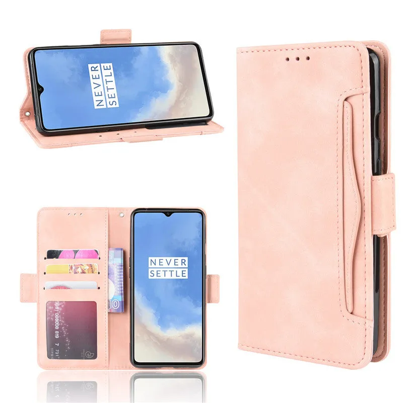 Black Flip Card Slot Wallet Shockproof Phone Case for OnePlus 7T