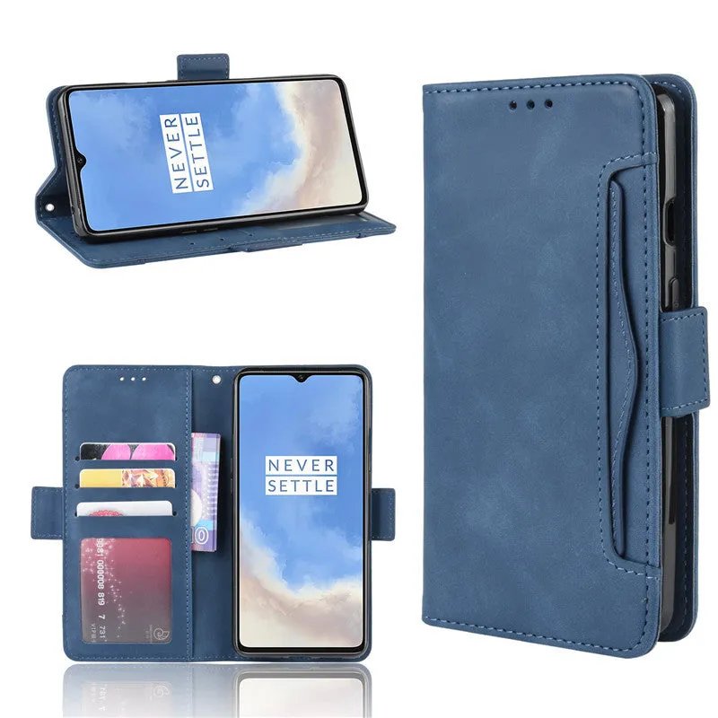 Black Flip Card Slot Wallet Shockproof Phone Case for OnePlus 7T