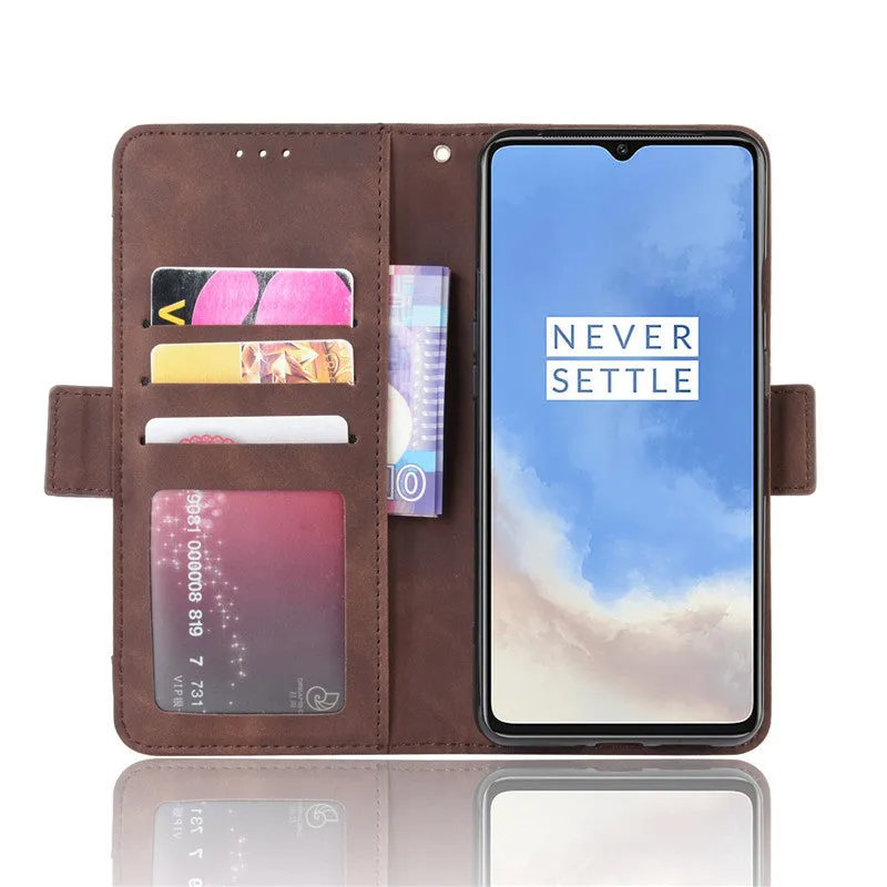 Black Flip Card Slot Wallet Shockproof Phone Case for OnePlus 7T