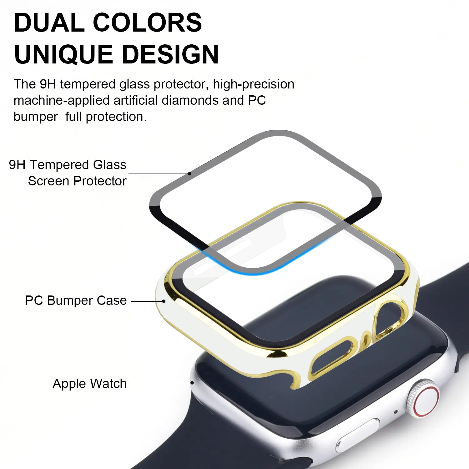 Bumper Case with Screen Protector for Apple Watch-White