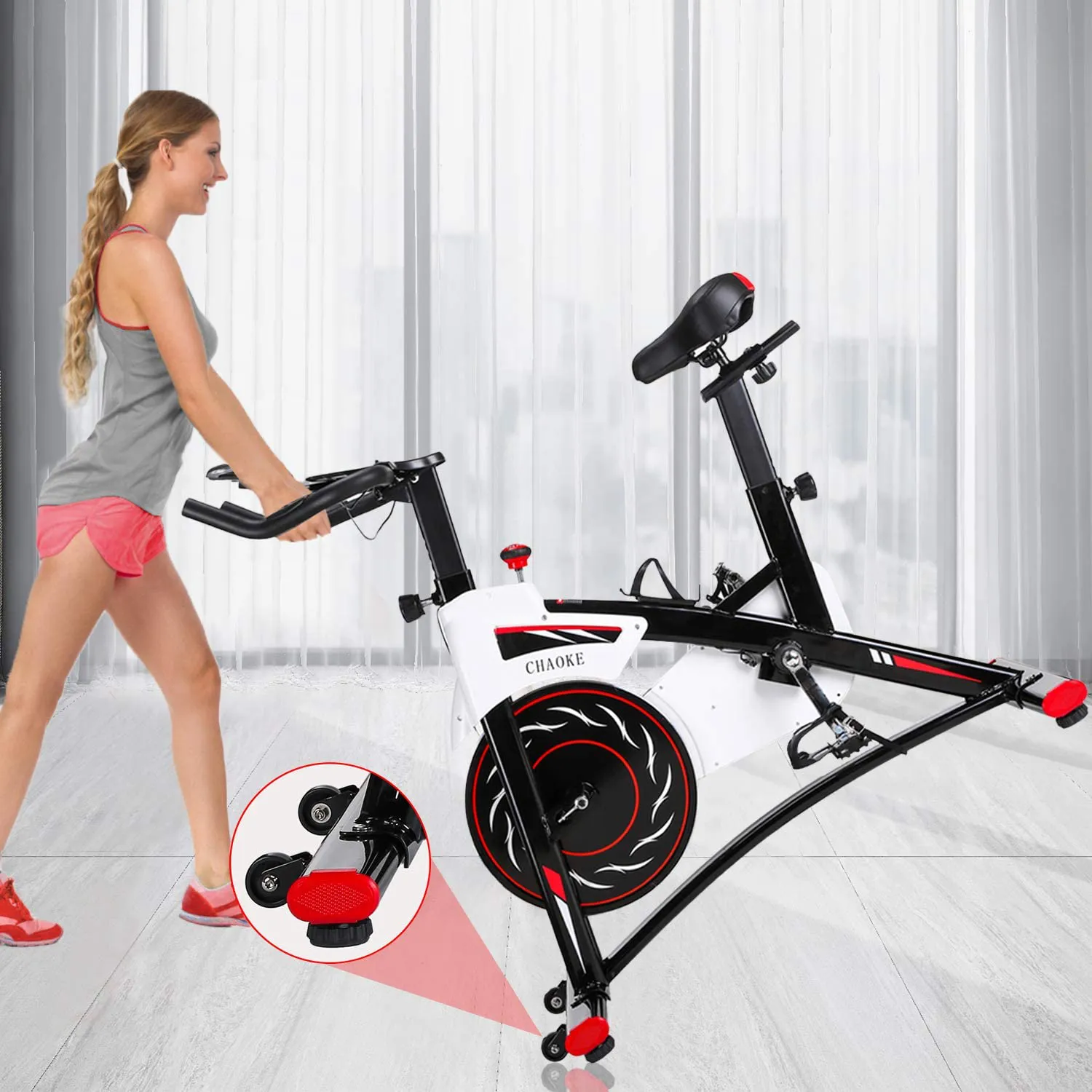 CHAOKE Indoor Cycling Bike – Stationary Exercise Bike with Magnetic Resistance, Quiet Operation, Heavy Flywheel, Comfortable Seat, and Digital Monitor for Home Cardio Workout (New Version).