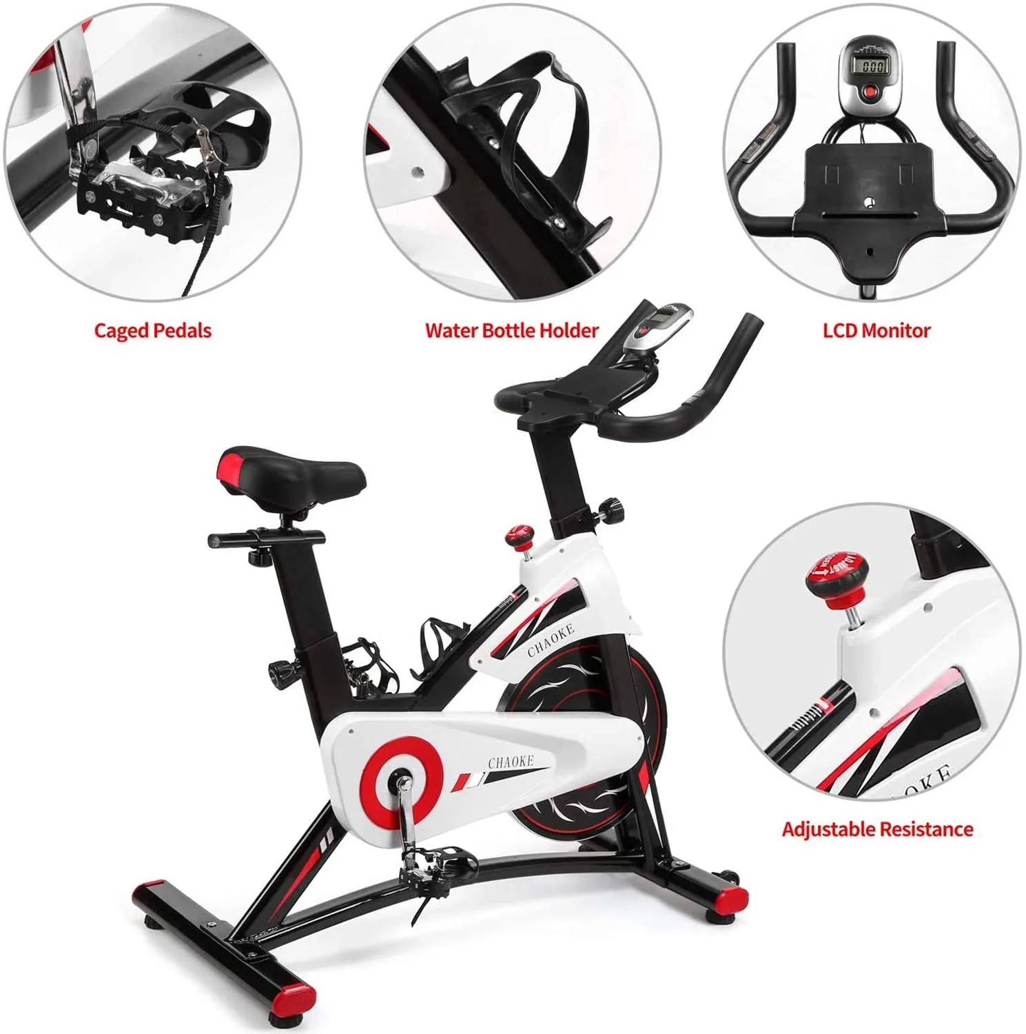 CHAOKE Indoor Cycling Bike – Stationary Exercise Bike with Magnetic Resistance, Quiet Operation, Heavy Flywheel, Comfortable Seat, and Digital Monitor for Home Cardio Workout (New Version).