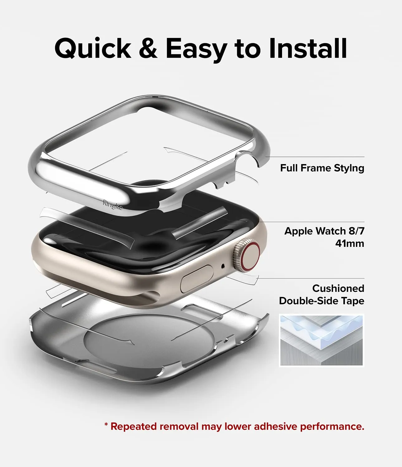 Frame Styling Compatible with Apple Watch 7 41mm - Silver (41-70)