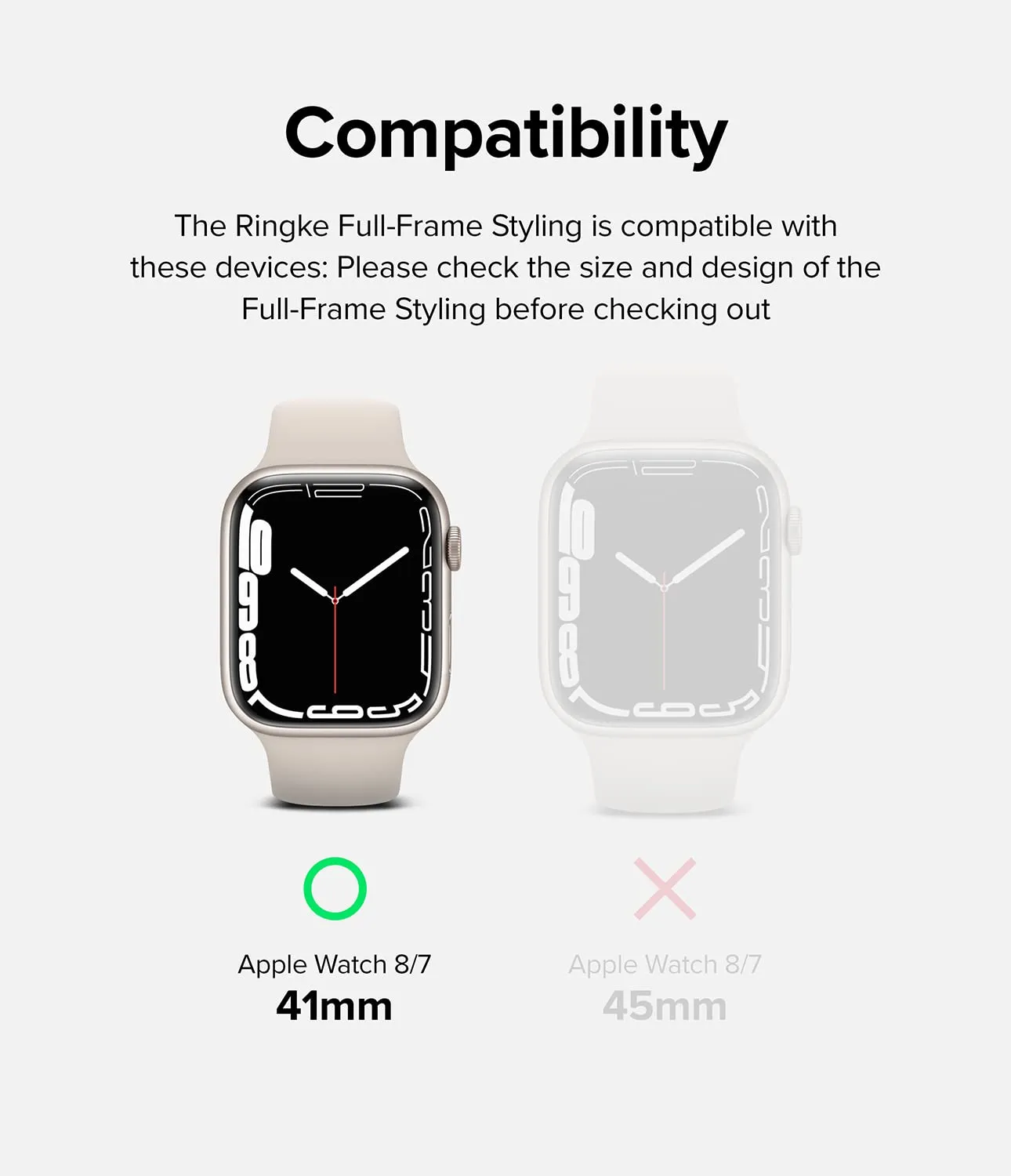 Frame Styling Compatible with Apple Watch 7 41mm - Silver (41-70)