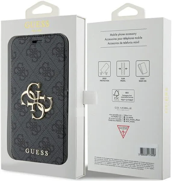 Guess 4G Metal Logo Case for iphone 15 Pro 6.1" Grey - GUBKP15L4GMGGR