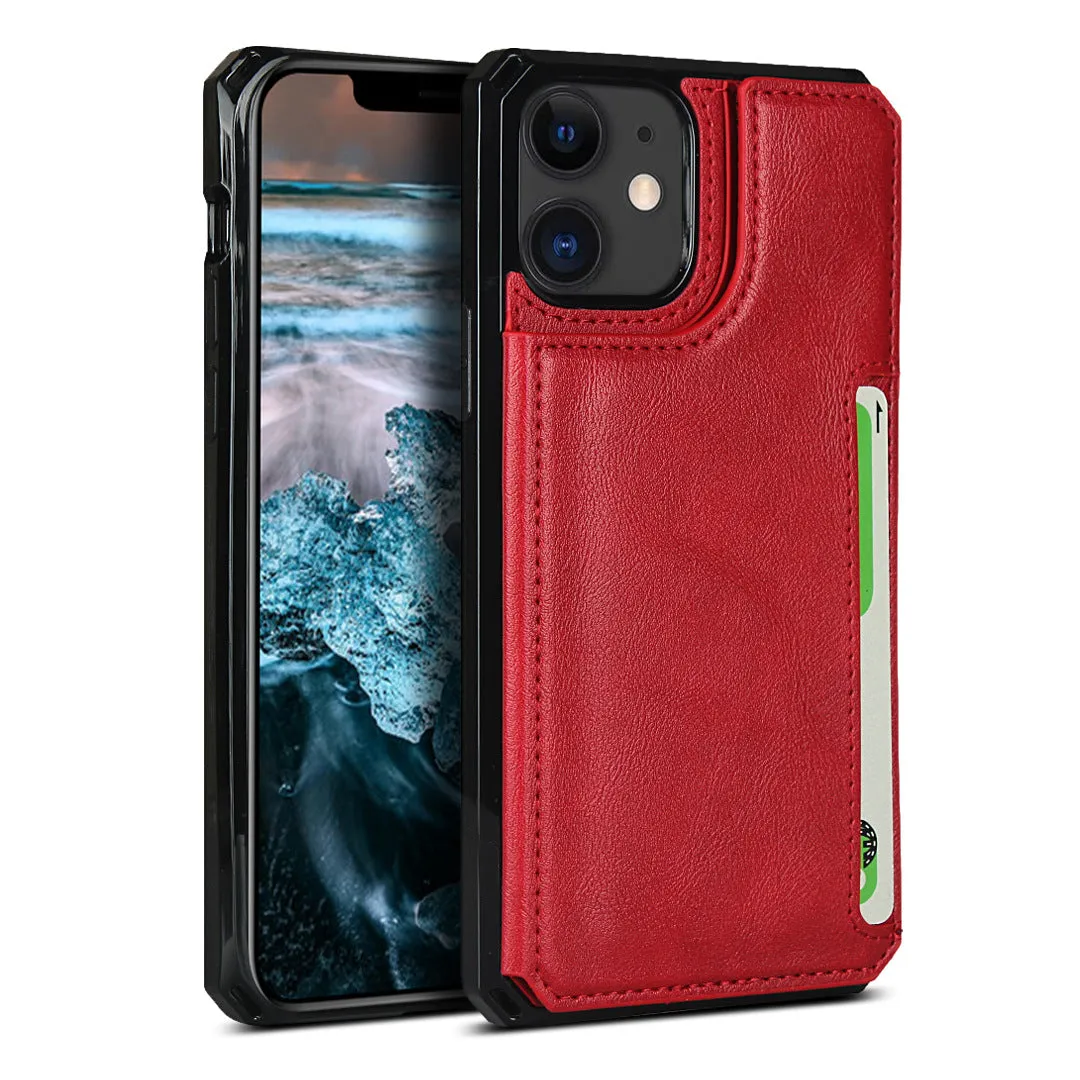 iPhone 11 Black Leather  Shockproof phone case for card slot wallet