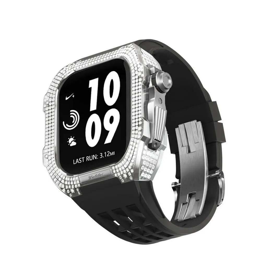 Luxury Diamond Apple Watch Case Titanium 44mm/45mm iWatch Suitable