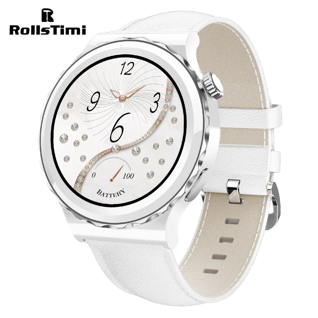 RollsTimi RT23 Women's Smartwatch with Ceramic Watchband Fitness Tracker Sports Luxury Smart Watches for Men Bluetooth Calls