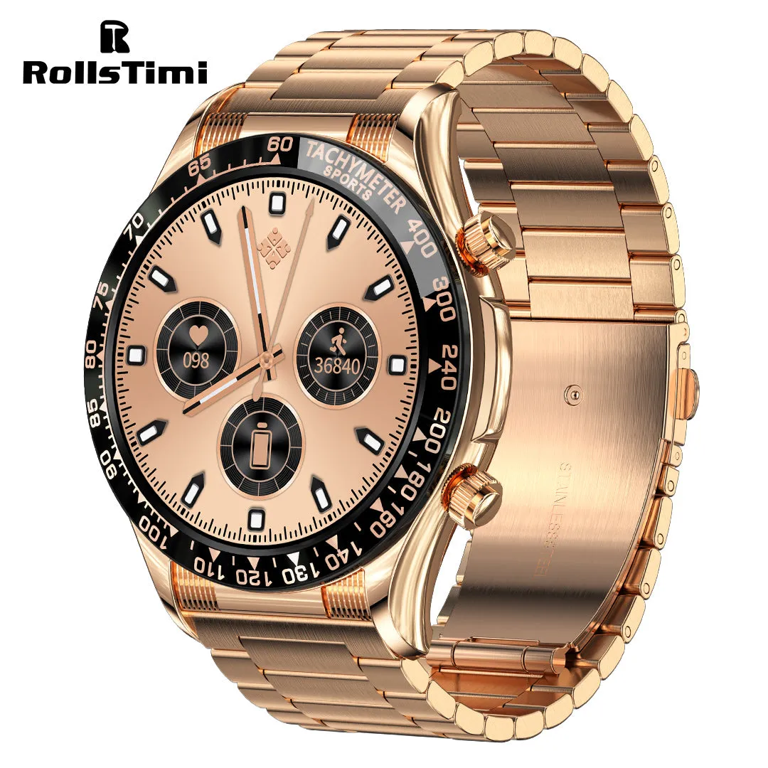 RollsTimi RTE18 Classic Men's Smartwatch Sports Waterproof Bluetooth Calls Smart Watches for Women Men, Heart Rate Blood Pressure Monitoring