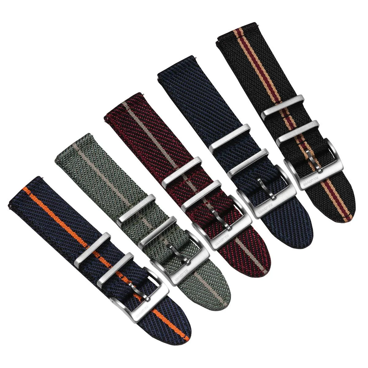 Seasalter Military Nylon Watch Strap - Black/Blue/Beige