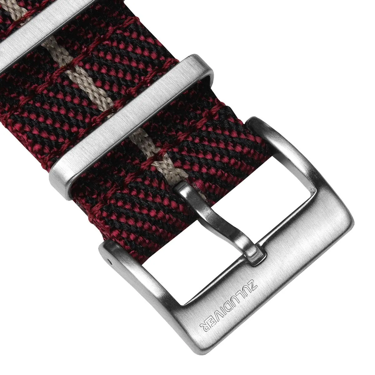 Seasalter Military Nylon Watch Strap - Burgundy/Beige